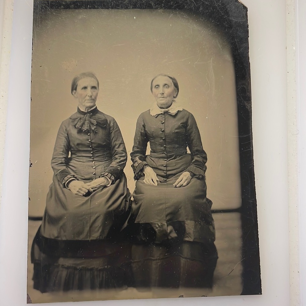 Victorian tintype portrait of sisters